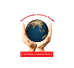 Antarashtriya Vaishnav Sangh logo — a globe held in two hands